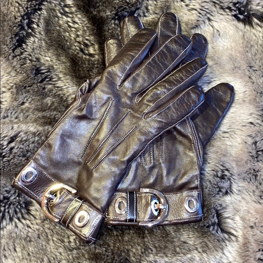 Coach Leather Gloves with Cashmere Lining
